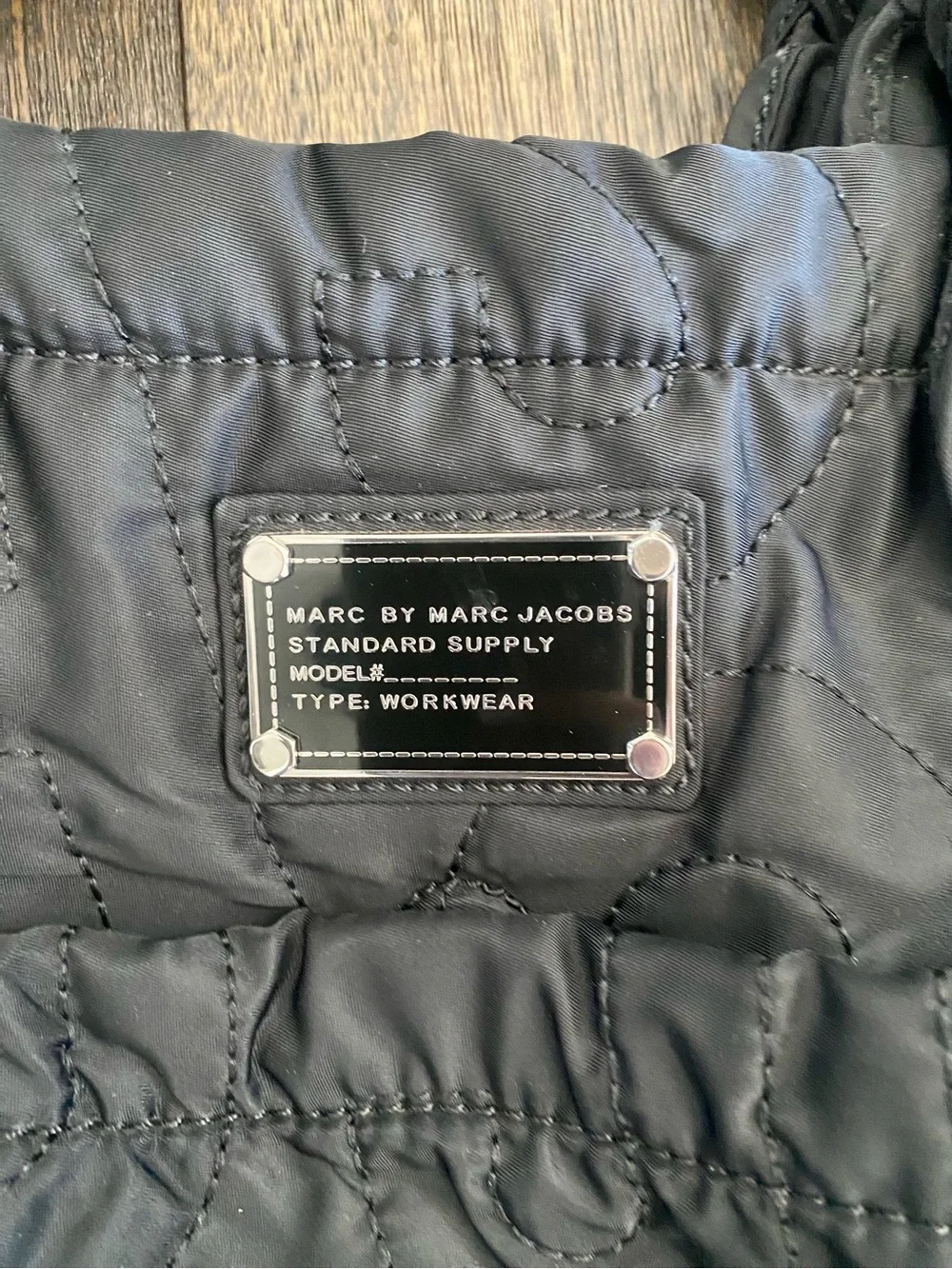 Marc By Marc Jacobs Black Quilted Nylon Tote with Logo Plaque